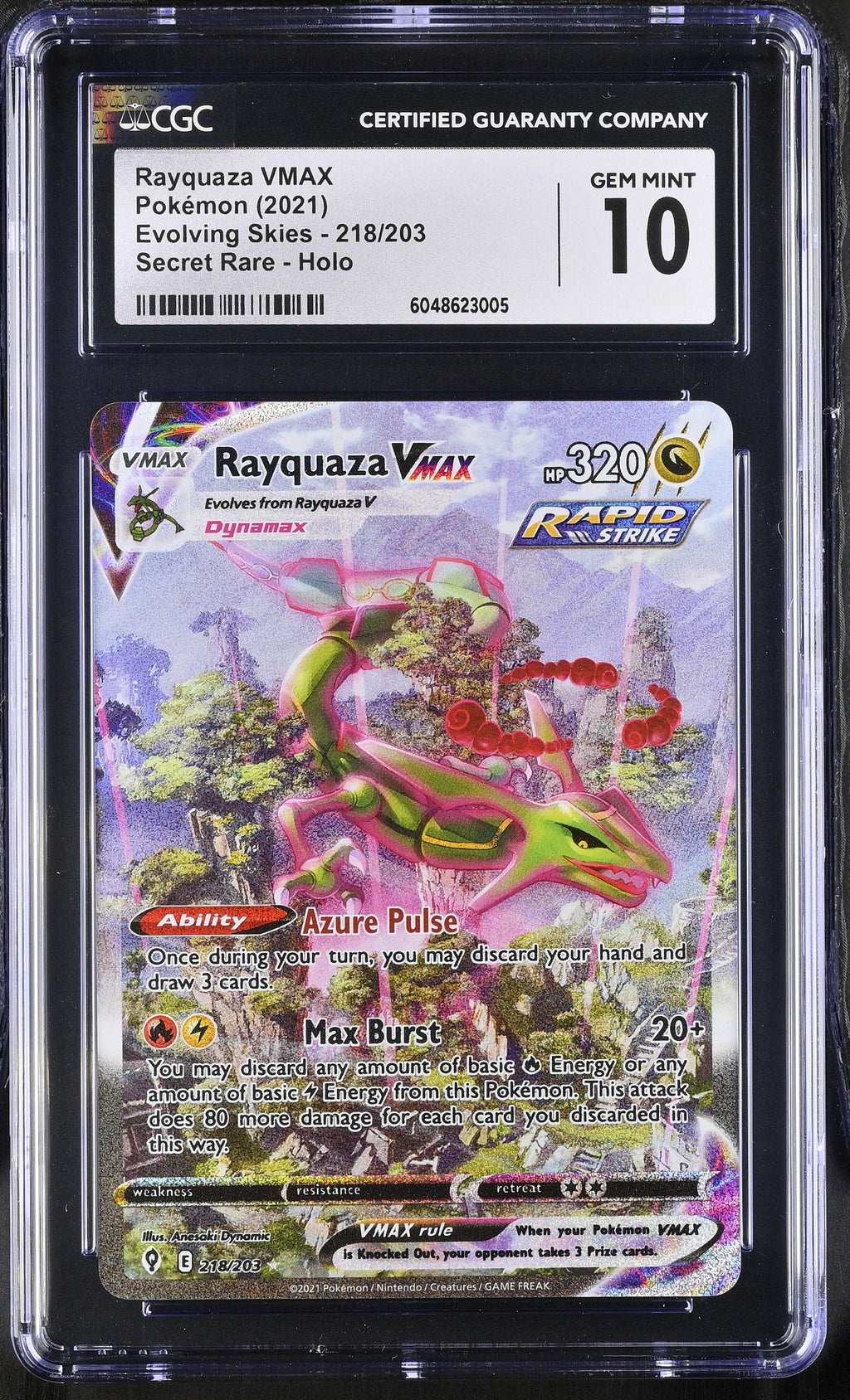 pokemon card value rayquaza vmax CGC 10 Evolving Skies Rayquaza VMAX #218